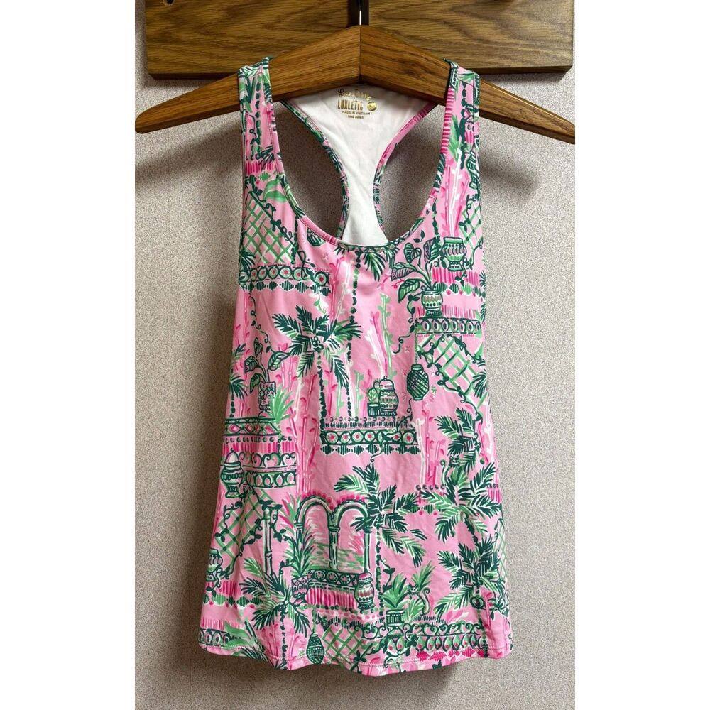 Lilly Pulitzer Luxletic Mina Bra Tank Top Mandevilla Baby Always Worth It Sm